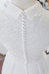 Details of the bride dress fabric and beautiful embroidery wedding concept
