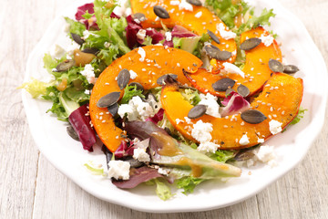 pumpkin slice salad with feta cheese