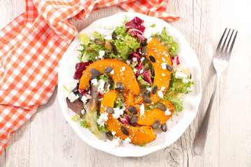 pumpkin slice salad with feta cheese