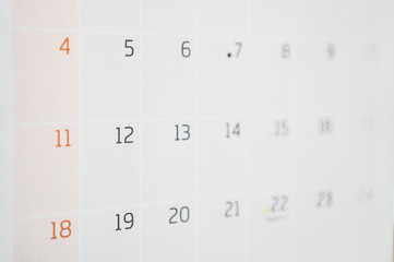 blurred calendar page