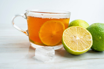 Lemon iced tea and lime