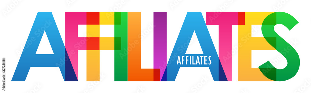 Poster affiliates colorful letters icon