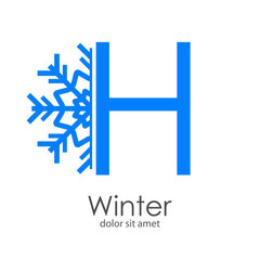 Logotipo letra H azul con estrella de frío