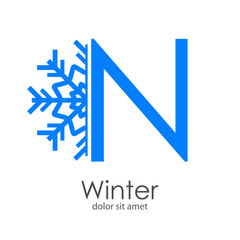 Logotipo letra N azul con estrella de frío