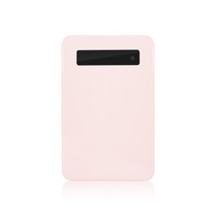 Power bank isolated on white background. Blank recharger for design. Clipping paths object.