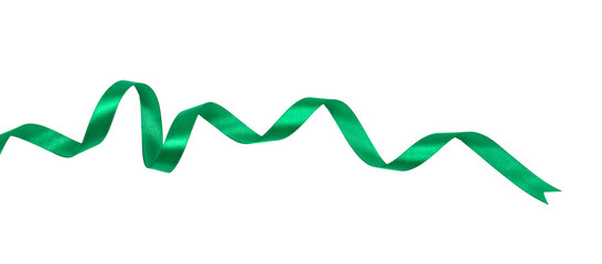 Wavy green ribbon isolated on white background.