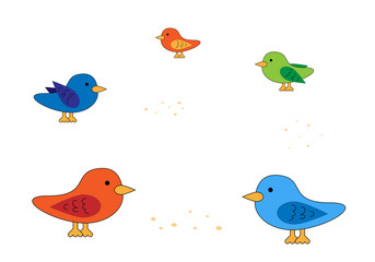 Color birds on white background vector illustration