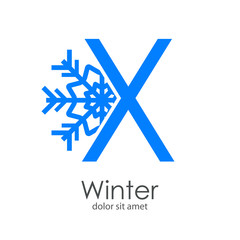 Logotipo letra X azul con estrella de frío