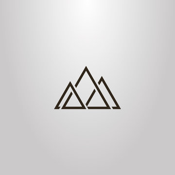 black and white simple vector geometric sign of triangular abstract peaks of three mountains