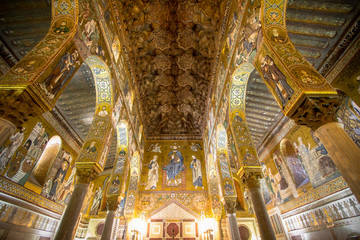 Interior of the Palatine Chapel, Palermo, Italy