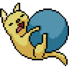Fototapeta premium vector pixel art dog play ball