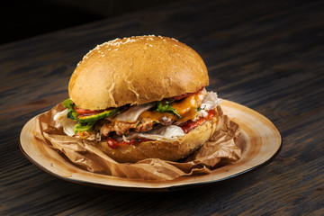 hamburger on a plate
