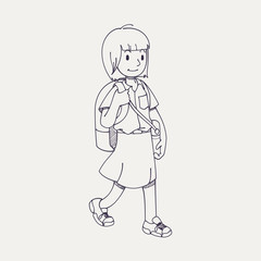 School girl lineart