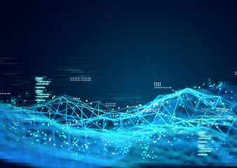 Data and 3D visualization of information tracking. 3D Illustration.