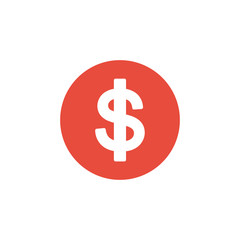 dollar money red symbol icon and vector