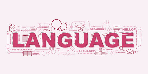 Design Concept Of Word LANGUAGE Website Banner.