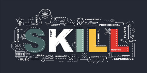 Design Concept Of Word SKILL Website Banner.