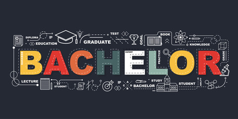 Design Concept Of Word Bachelor Website Banner.