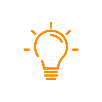 Idea Sign Yellow - Light Bulb Line Icon Vector, Isolated On White Background.