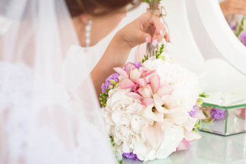Obraz na płótnie Canvas wedding bouquet, bouqet of beautiful flowers on wed day
