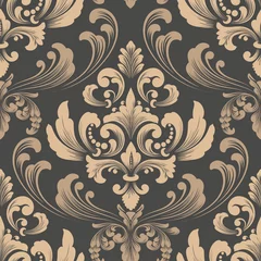  Vectordamast naadloos patroonelement. Klassieke luxe ouderwetse damast sieraad, koninklijke Victoriaanse naadloze textuur voor behang, textiel, inwikkeling. Exquise bloemen barok sjabloon. © garrykillian