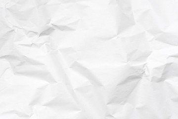 White crumpled paper texture background.