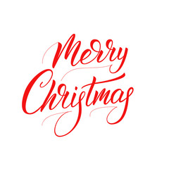 Merry Christmas calligraphy. Xmas holiday script lettering design