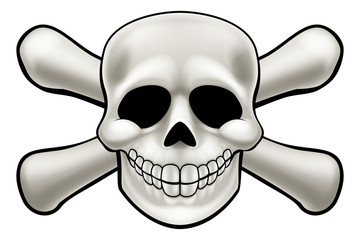 Cartoon pirate skull and crossbones skeleton illustration