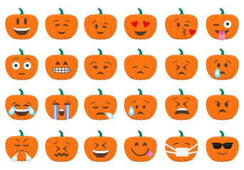 Smiles. Set pumpkins. Happy halloween day.