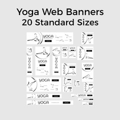 Set of vector yoga web banners