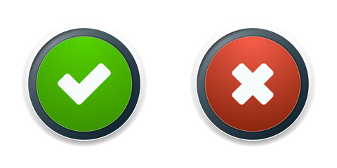 checkmark OK and X buttons illustration