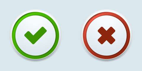 Obraz premium checkmark OK and X buttons illustration