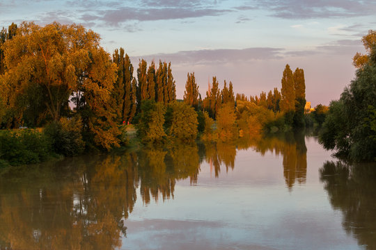 river nitra in the summer evening