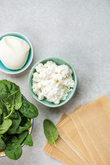 Ingredients for Vegetarian Spinach and Ricotta Lasagna