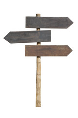 Left-right sign Made of wood on a white background