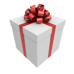 White Gift Box with Red Ribbon