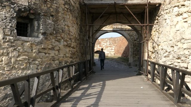 Zindan Gate in the walls of the Upper city of the Belgrade Fortress Kalemegdan. Southeastern gate, between two towers connected with the Despot's Gate and Leopold's Gate. Belgrade 21 October 2017