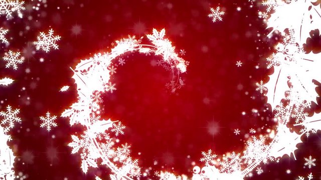 Christmas Spiral In The Red Background.