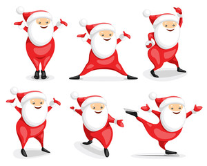 Santa Claus character set. Santa Claus in different poses. Vector illustration in cartoon style on white background.