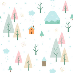 Fototapeta na wymiar Winter forest seamless pattern