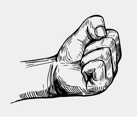 Sketch of fist. Hand drawn illustration converted to vector