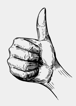 Thumbs up. Sketch illustrations converted to vector