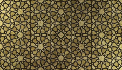 Islamic decorative pattern with golden artistic texture.