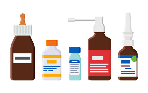 Medical Means for Cough and Runny Nose in Bottles