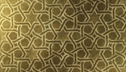 Islamic decorative pattern with golden artistic texture.