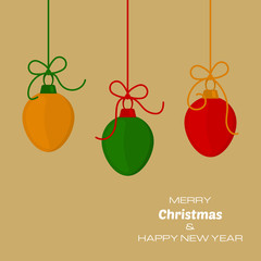 Merry Christmas and New Year yellow background