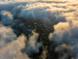 Cape Town Aerial View through clouds