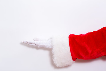 Santa claus holding his hand on a white background