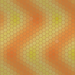 abstract hexagon grid - shades of orange and green