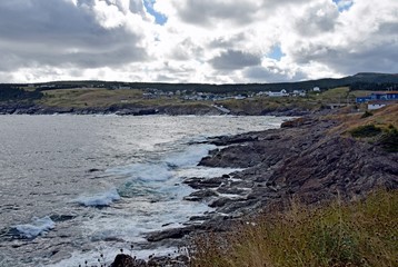 Fototapeta premium landscape along the Killick Coast, coastline at Pouch Cove, Avalon Peninsula, NL Canada 